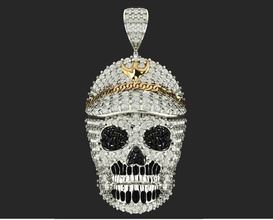 diamond skull captain pendant jewel jewellery diamonds skulcaptain diamondskull zbrush cnc anatomy printable 3dprint pandle jewells jewell gold silver bone human jewelry pendants 3d print model - Mito3D
