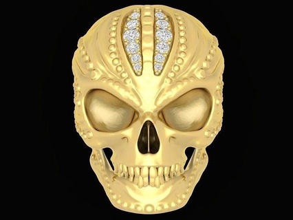 diamond skull ring 3688 jewelry fashion accessories gold new design rings 3d print model - Mito3D