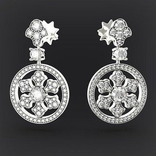 diamond snowflake earrings ornament intricate elegant valentine love luxury earring traditional gold enamel fashion diamonds medallion small craft stud classic brand jewelry 3d print model - Mito3D