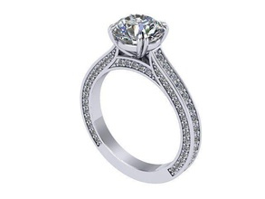 diamond solitaire engagement ring golden silver jewelry rings 3d print model - Mito3D