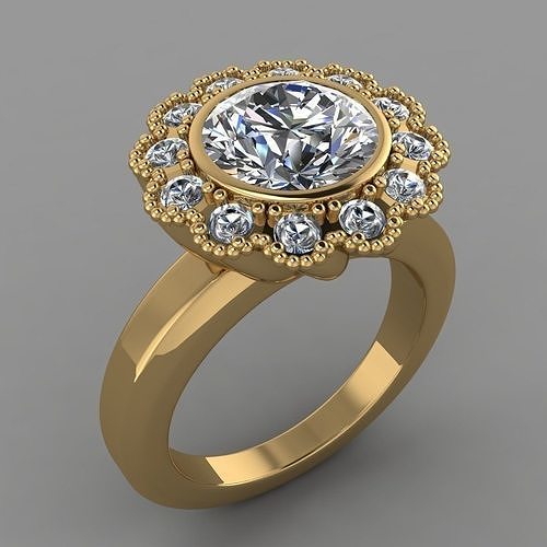 diamante solitario squillare gioielleria donne stampabile oro nozze argento Fidanzamento anelli 3D print model - Mito3D