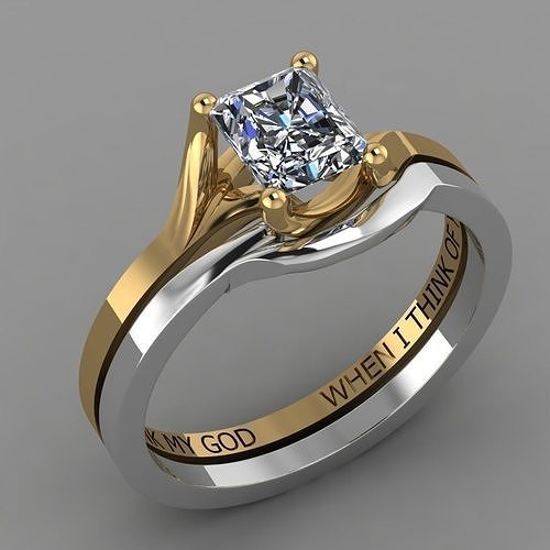 diamante solitário anel jóias mulheres joalheria argolas noivado imprimível Casamento jóia prata platina 3D print model - Mito3D