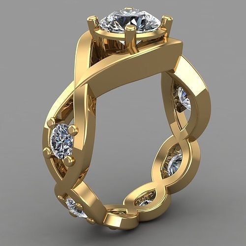 diamond solitaire ring jewellery women jewelry rings 3D print model - Mito3D