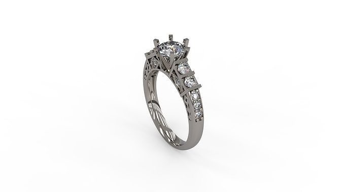 diamante solitario squillare gioielleria donne anelli oro stampabile argento nozze gemma gioiello Fidanzamento brillante platino sterlina 3D print model - Mito3D