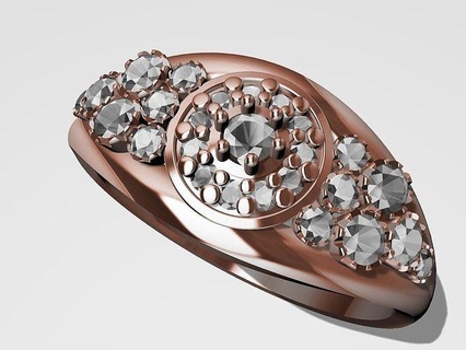 diamant Divisé jarret bague stl vérifié bijoux imprimable mode prototypage 3d goujat élégant conception Anneau designer fleur œil Halo anneaux 3d print model - Mito3D
