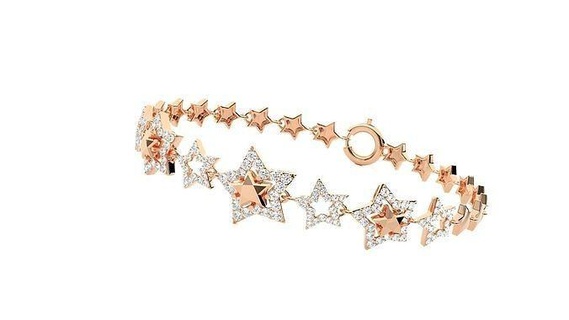 diamond star high jewelry bracelet 3dm stl renders details chain heavy unisex printable jewel wedding jewellery luxury bracelets cuban italian 3d print model - Mito3D