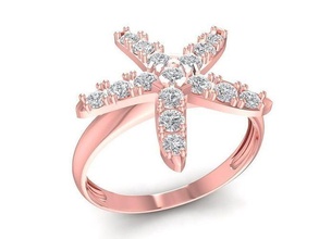 diamond starfish ring women 965 jewelry fashion accessories gold woman design rings 3d print model - Mito3D