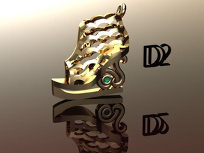 pedra de diamante sapato colar jóias 3d esmeralda prata ouro a moda gem senhoras printable colares mulher 3d print model - Mito3D