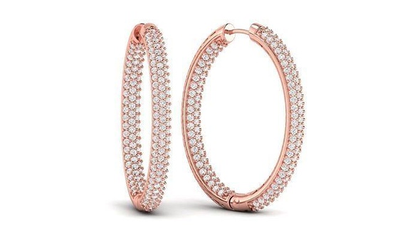 diamond studded oval earring danglers jewel earrings usa canada uk israel 3dmodel hoop women stylish marquise ring rosegold jewelry 3d print model - Mito3D