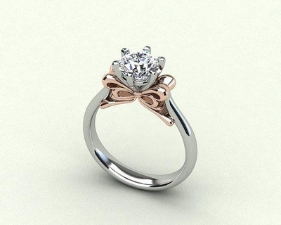 Diamant Stil Solitär Ring Schmuck Engagement druckbar Gold Ringe Bogen wertvoll Luxus anständig 3d print model - Mito3D