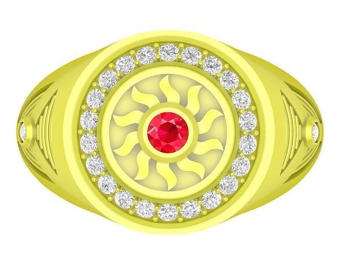 diamond sun men ring 4108 jewelry fashion accessories gold man new design rings 3D print model - Mito3D