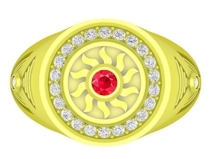 diamond sun men ring 4108 jewelry fashion accessories gold man new design rings 3d print model - Mito3D