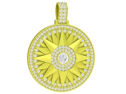 diamant Soleil pendentif 4013 bijoux mode accessoires or homme Hommes Nouveau conception pendentifs 3d print model - Mito3D