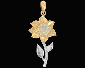 diamond sunflower pendant 3082 jewelry fashion accessories gold men woman women design pendants 3d print model - Mito3D