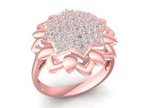 diamond sunflower ring 2997 jewelry fashion accessories gold woman women design flower rings 3d print model - Mito3D