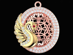 diamond swan pendant 1945 jewelry fashion accessories gold man men woman women unisex design fengshui wedding ring pendants 3d print model - Mito3D