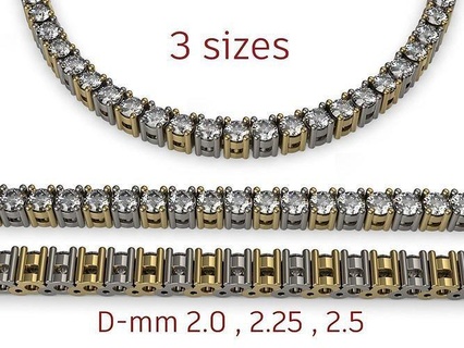 diamond tennis necklace 2-2mm5 chain link brilliant gem modern design jewelry 2 2mm5 hiphop fashion necklaces trend jewel luxury stone 3d print model - Mito3D