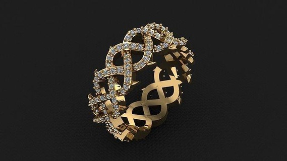 Diamant Dorn Ring Schmuck Gold Design Silber Hochzeit Mode Band Krone druckbar Sterling Juwel Ringe 3d print model - Mito3D