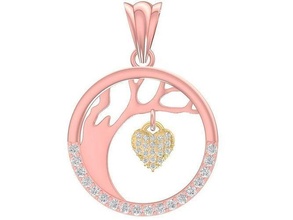 diamond tree of life heart pendant 3071 jewelry fashion accessories gold woman women design pendants 3d print model - Mito3D
