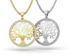 diamond tree life necklace 25mm 3dmodel pendant jewelry printable usa canada europe israel cad 3dprinting gold pendants 3d print model - Mito3D