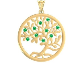 diamante árbol vida colgante pendiente 3073 joyería joya Moda accesorios oro mujer diseño colgantes 3d print model - Mito3D