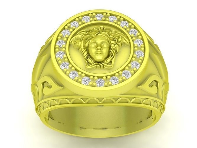 diamond versace men ring 4020 jewelry fashion accessories gold man new design rings 3D print model - Mito3D