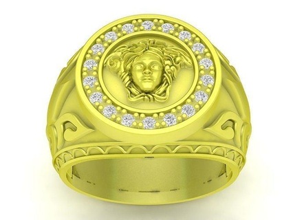 diamante Versace hombres anillo 4020 joyería joya Moda accesorios oro hombre diseño anillos 3d print model - Mito3D
