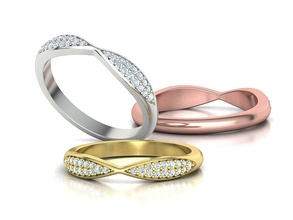 Diamant Hochzeit Band Ring druckbar 3dmodel Schmuck Ringe Engagement brillant Frauen USA Kanada Europa Frankreich 3d print model - Mito3D
