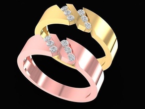 diamond wedding ring 3265 jewelry fashion accessories gold unisex design rings 3d print model - Mito3D