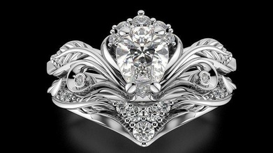 diamond wedding ring set luxury jewelry rings exclusive diamonds gem author 3d design cad stl gold platinum sale buy leaves matching 3d print model - Mito3D