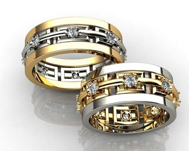 diamante anillos de boda la joyería anillo el compromiso oro platino brillante piedras preciosas los 3d print model - Mito3D