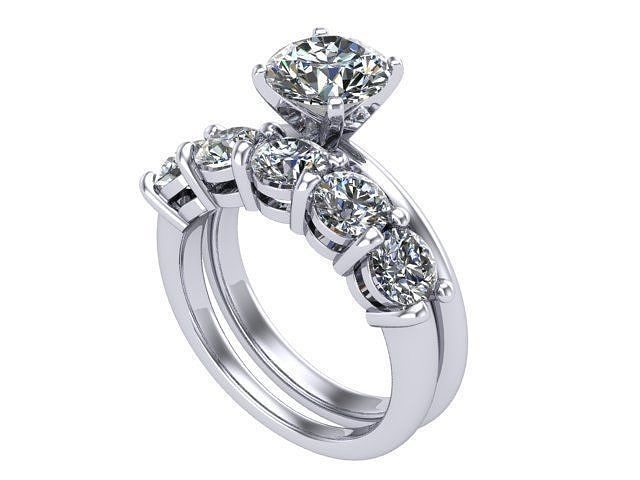 Diamant Hochzeit einstellen golden Silber Schmuck Ring Ringe 3D print model - Mito3D