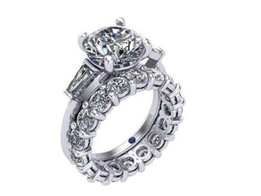 diamante Casamento conjunto dourado prata joalheria anel argolas 3d print model - Mito3D