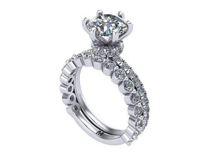 diamante nozze impostato d'oro argento gioielleria squillare gruppo musicale anelli 3d print model - Mito3D