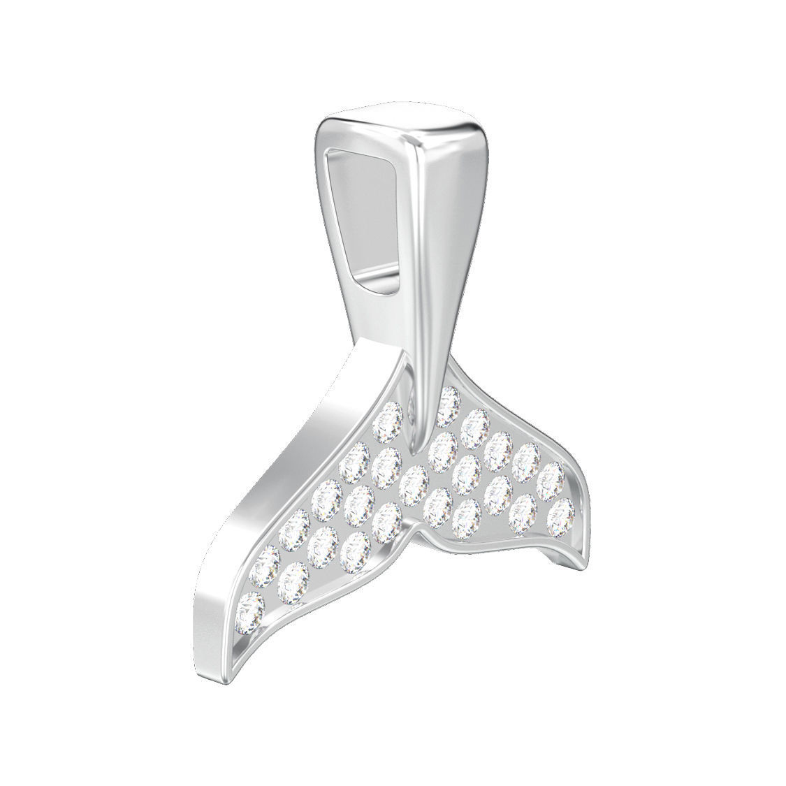 diamante coda di balena collana ciondolo 3d modello stampa gioielli la gemme gemma moda argento shark oceano mare simulato l'acciaio stampabile collane 3D print model - Mito3D