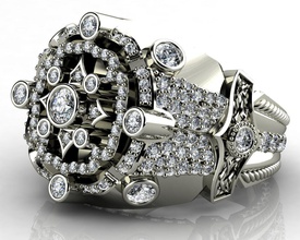 diamante blanco oro 18k anillos hombres plata joyería moda joya anillo brillante belleza zafiro rubí vendimia diamante arete compromiso 3d print model - Mito3D