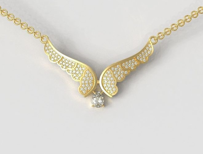elmas kanatlar kolye paulorani 39 ye modaya uygun moda modern gümüş kanat takı altın mücevher klasik yüzük kolyeler 3D print model - Mito3D