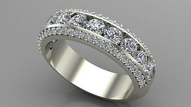 diamond woman ring multiplication wedding engagement promise marriage silver fashion beauty jewelry flower semi 3d rhino women gift birthday zee gold eternity rings 3d print model - Mito3D