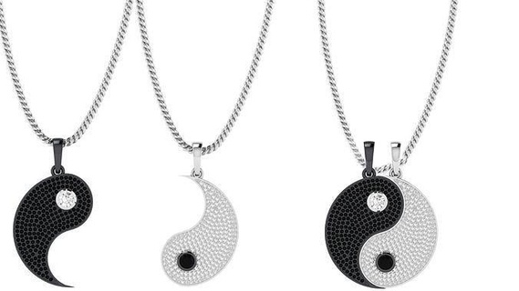 diamond ying yang separate hip-hop pendants yin symbol chinese good bad evil buddha meditation buddhism signs logos manjewelry luxury lux enamel hiphop diamondstudded gents jewelry 3d print model - Mito3D