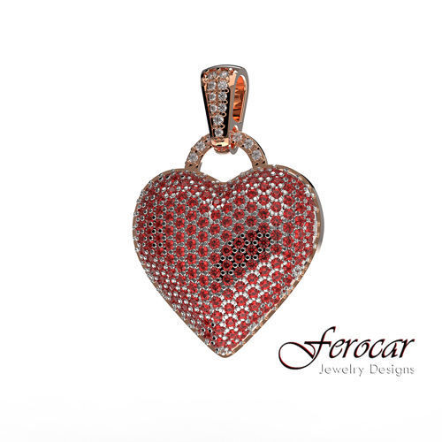 diamonds bubble heart pendant hip hop style love romantic locket symbol printable cupid jewel jewelry 3dmodel pendants 3D print model - Mito3D