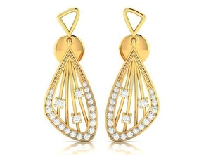 diamantes pendientes joyería joya impresión 3dprinted imprimible diseño dorado moda oro prototipos plata mujer diamante arete anillos 3d print model - Mito3D