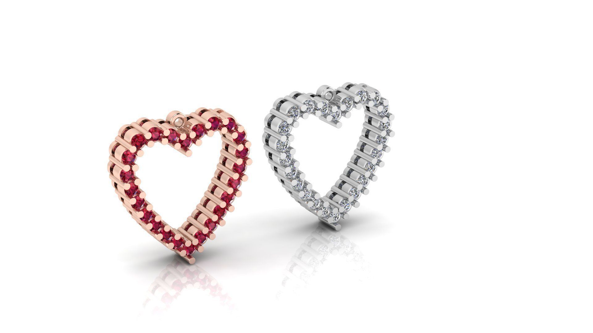 diamonds heart shape pendant jewelry love valentines valentine girlfriend diamods 3dd jewel passion sweetheart whitegold pendants charm necklace gem gold gemstone jewellery 3D print model - Mito3D