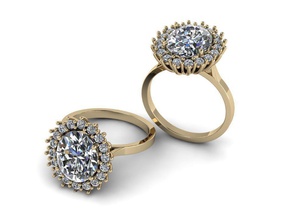 diana anello 11x9 ovale gioielli disco di platino gemma preziosi lusso ciondolo lucente fidanzamento oro accessorio argento stampabile brillante diamanti moda d'oro la sterlina dito e bellezza anelli 3d print model - Mito3D