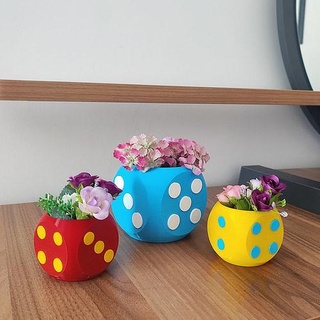 dice flower vase pot holder aesthetically plant house decor 3d print model - Mito3D
