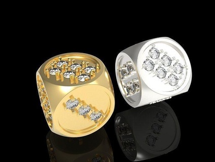 dice gems silver gold jewelry printable diamond game boardgames roll ludo monopoly brilliant gem stones jewellery jewel player playable games toys 3d print model - Mito3D