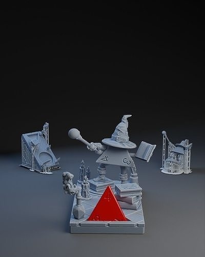 würfel bewahrer d4 magier miniatur polyedrisch stand drachen dungeons fantasie mitarbeiter buchstabieren zaubersprüche spiele spielzeuge 3d print model - Mito3D