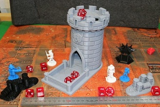 torre oso castillo 15cm alto rodar escalera dnd continuar hidra juegos fantasía miniatura d20 guión lobo calabozo mazmorras juguetes tablero 3d print model - Mito3D