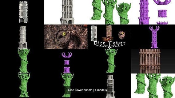 dice tower bundle games toys accessories dragons geek nerd game 3d print model - Mito3D