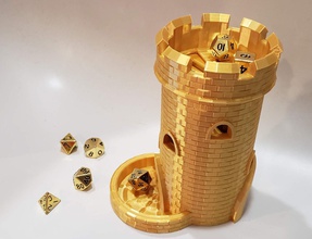 dice tower jail gold dnd dungeons dragons castle prison container box games toys 3d print model - Mito3D