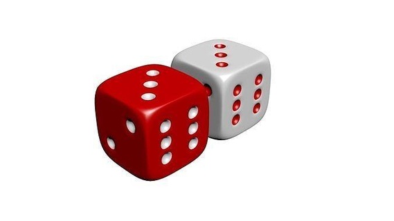 dices 6 edged dice red casino chance gambling risk luck leisure play game cube number vegas success fun lucky throw win games toys 3d print model - Mito3D